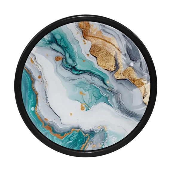 HemaKayy 4 Pack 1.3" Decorative Cabinet Knobs - Premium ABS & Glass, Round Black, Stylish & Durable, Perfect for Kitchen, Bedroom, Home Furniture Decor - Unique Marble Texture