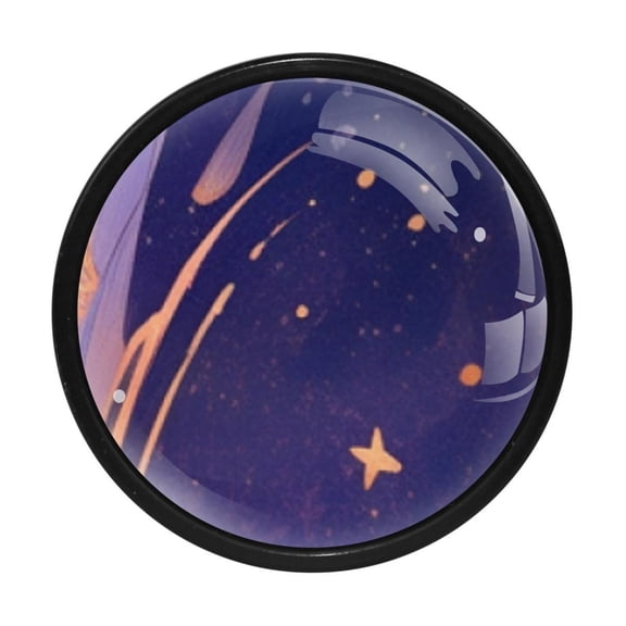 HemaKayy 4 Pack 1.3" Decorative Cabinet Knobs - Premium ABS & Glass, Round Black, Stylish & Durable, Perfect for Kitchen, Bedroom, Home Furniture Decor - Unique Marble Texture