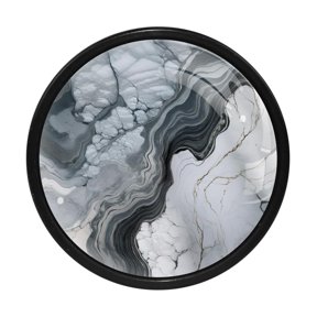 HemaKayy 4 Pack 1.3" Decorative Cabinet Knobs - Premium ABS & Glass, Round Black, Stylish & Durable, Perfect for Kitchen, Bedroom, Home Furniture Decor - Unique Marble Texture