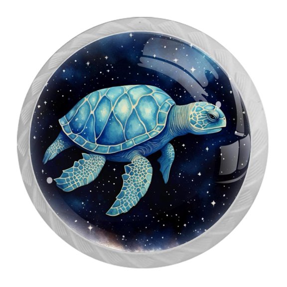 HemaKayy 4 Pack 1.37" Decorative Cabinet Knobs - Elegant ABS Glass Handles for Home Furniture Decor - Dresser Drawer Closet Door Pulls - Perfect for Kitchen Bedroom - Ocean Sea Swimming Turtle