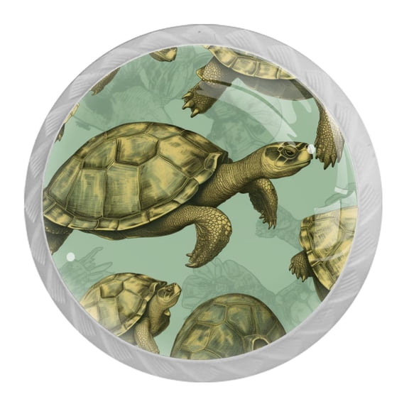HemaKayy 4 Pack 1.37" Decorative Cabinet Knobs - Elegant ABS Glass Handles for Home Furniture Decor - Dresser Drawer Closet Door Pulls - Perfect for Kitchen Bedroom - Ocean Sea Swimming Turtle
