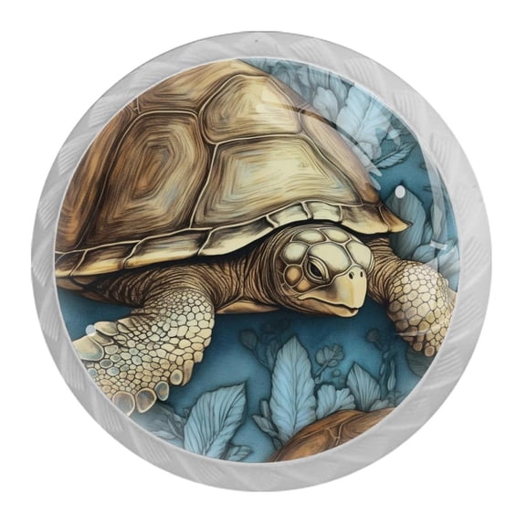 HemaKayy 4 Pack 1.37" Decorative Cabinet Knobs - Elegant ABS Glass Handles for Home Furniture Decor - Dresser Drawer Closet Door Pulls - Perfect for Kitchen Bedroom - Ocean Sea Swimming Turtle