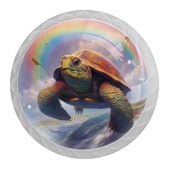 HemaKayy 4 Pack 1.37" Decorative Cabinet Knobs - Elegant ABS Glass Handles for Home Furniture Decor - Dresser Drawer Closet Door Pulls - Perfect for Kitchen Bedroom - Ocean Sea Swimming Turtle