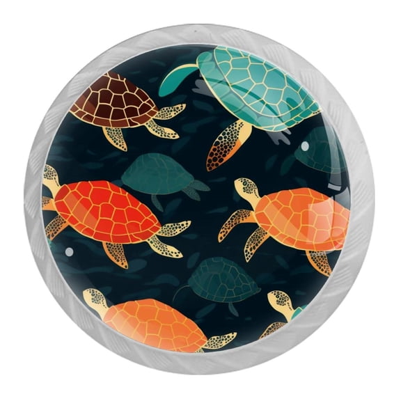HemaKayy 4 Pack 1.37" Decorative Cabinet Knobs - Elegant ABS Glass Handles for Home Furniture Decor - Dresser Drawer Closet Door Pulls - Perfect for Kitchen Bedroom - Ocean Sea Swimming Turtle