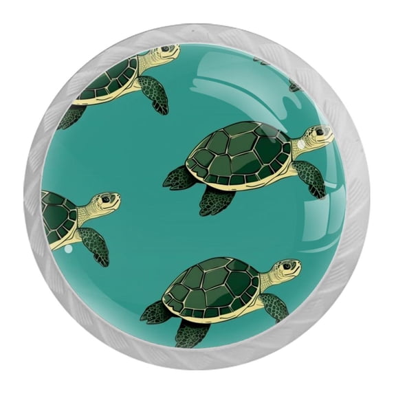 HemaKayy 4 Pack 1.37" Decorative Cabinet Knobs - Elegant ABS Glass Handles for Home Furniture Decor - Dresser Drawer Closet Door Pulls - Perfect for Kitchen Bedroom - Ocean Sea Swimming Turtle