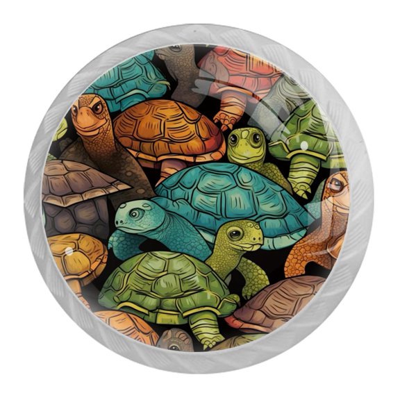 HemaKayy 4 Pack 1.37" Decorative Cabinet Knobs - Elegant ABS Glass Handles for Home Furniture Decor - Dresser Drawer Closet Door Pulls - Perfect for Kitchen Bedroom - Ocean Sea Swimming Turtle