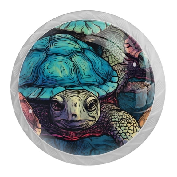 HemaKayy 4 Pack 1.37" Decorative Cabinet Knobs - Elegant ABS Glass Handles for Home Furniture Decor - Dresser Drawer Closet Door Pulls - Perfect for Kitchen Bedroom - Ocean Sea Swimming Turtle