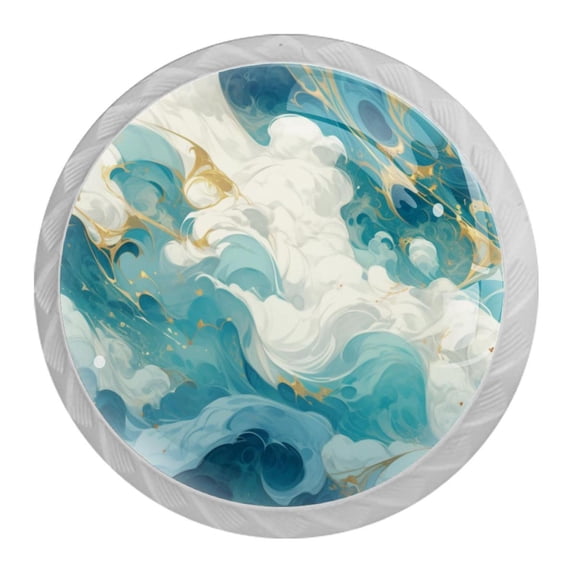 HemaKayy 4 Pack 1.37" Decorative Cabinet Knobs - Elegant ABS Glass Handles for Home Furniture Decor - Dresser Drawer Door Pulls - Perfect for Kitchen Bedroom - Abstract Marble Texture