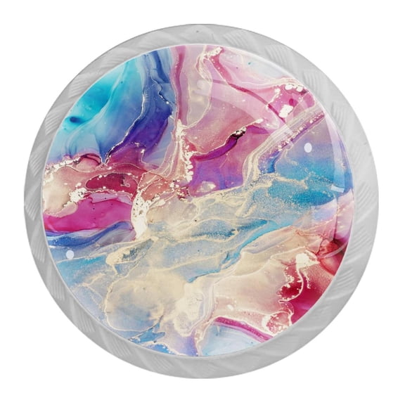 HemaKayy 4 Pack 1.37" Decorative Cabinet Knobs - Elegant ABS Glass Handles for Home Furniture Decor - Dresser Drawer Door Pulls - Perfect for Kitchen Bedroom - Abstract Marble Texture