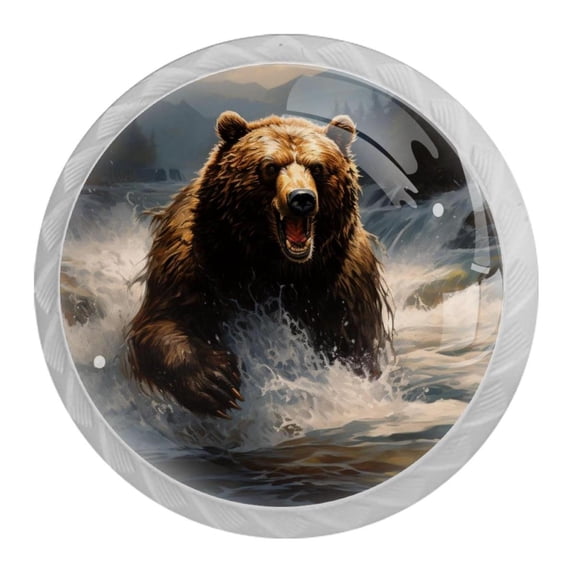HemaKayy 4 Pack 1.37" Decorative Cabinet Knobs - Elegant ABS Glass Handles for Home Furniture Decor - Dresser Drawer Door Pulls - Perfect for Kitchen Bedroom - Animal Big Bear