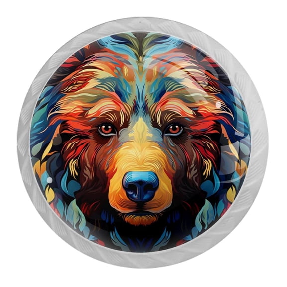HemaKayy 4 Pack 1.37" Decorative Cabinet Knobs - Elegant ABS Glass Handles for Home Furniture Decor - Dresser Drawer Door Pulls - Perfect for Kitchen Bedroom - Animal Big Bear