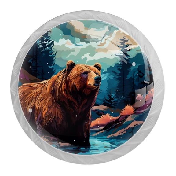 HemaKayy 4 Pack 1.37" Decorative Cabinet Knobs - Elegant ABS Glass Handles for Home Furniture Decor - Dresser Drawer Door Pulls - Perfect for Kitchen Bedroom - Animal Big Bear