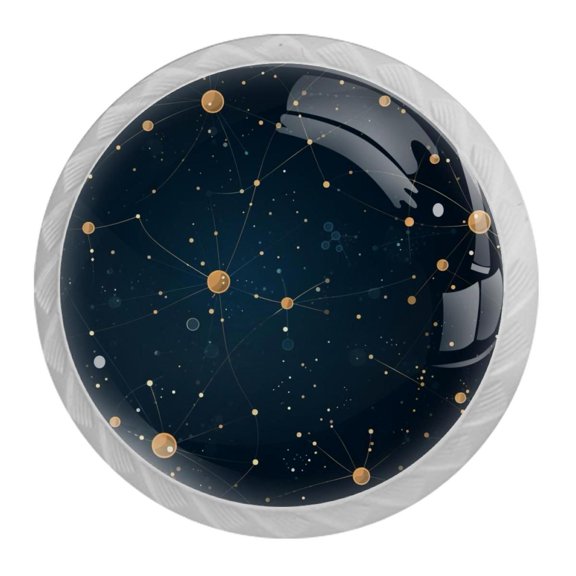 HemaKayy 4 Pack 1.37" Decorative Cabinet Knobs - Elegant ABS Glass Handles for Home Furniture Decor - Dresser Drawer Door Pulls - Perfect for Kitchen Bedroom - Gemini Constellation