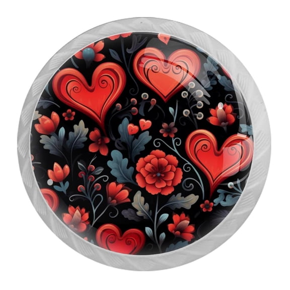 HemaKayy 4 Pack 1.37" Decorative Cabinet Knobs - Elegant ABS Glass Handles for Home Furniture Decor - Dresser Drawer Door Pulls - Perfect for Kitchen Bedroom - Lovely Heart Shape
