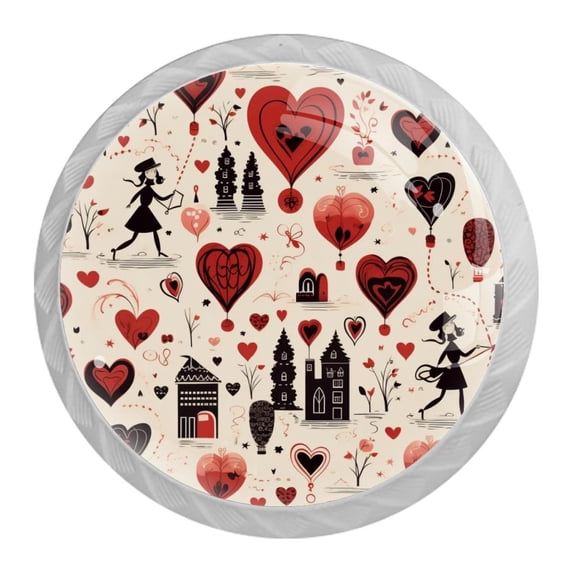 HemaKayy 4 Pack 1.37" Decorative Cabinet Knobs - Elegant ABS Glass Handles for Home Furniture Decor - Dresser Drawer Door Pulls - Perfect for Kitchen Bedroom - Lovely Heart Shape