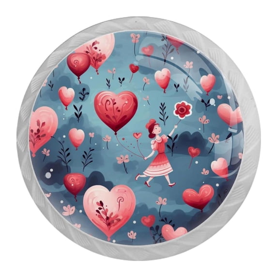 HemaKayy 4 Pack 1.37" Decorative Cabinet Knobs - Elegant ABS Glass Handles for Home Furniture Decor - Dresser Drawer Door Pulls - Perfect for Kitchen Bedroom - Lovely Heart Shape