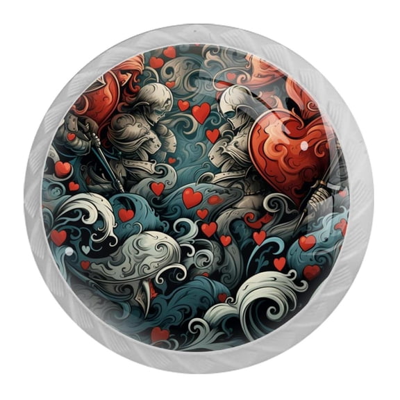 HemaKayy 4 Pack 1.37" Decorative Cabinet Knobs - Elegant ABS Glass Handles for Home Furniture Decor - Dresser Drawer Door Pulls - Perfect for Kitchen Bedroom - Lovely Heart Shape