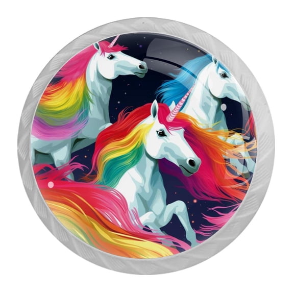 HemaKayy 4 Pack 1.37" Decorative Cabinet Knobs - Elegant ABS Glass Handles for Home Furniture Decor - Dresser Drawer Door Pulls - Perfect for Kitchen Bedroom - Mysteriou Unicorn