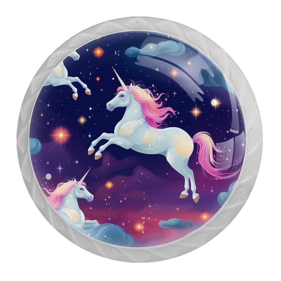 HemaKayy 4 Pack 1.37" Decorative Cabinet Knobs - Elegant ABS Glass Handles for Home Furniture Decor - Dresser Drawer Door Pulls - Perfect for Kitchen Bedroom - Mysteriou Unicorn