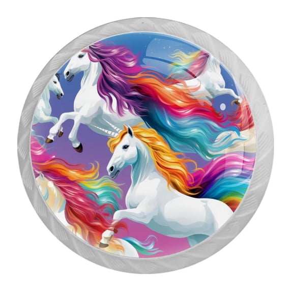 HemaKayy 4 Pack 1.37" Decorative Cabinet Knobs - Elegant ABS Glass Handles for Home Furniture Decor - Dresser Drawer Door Pulls - Perfect for Kitchen Bedroom - Mysteriou Unicorn