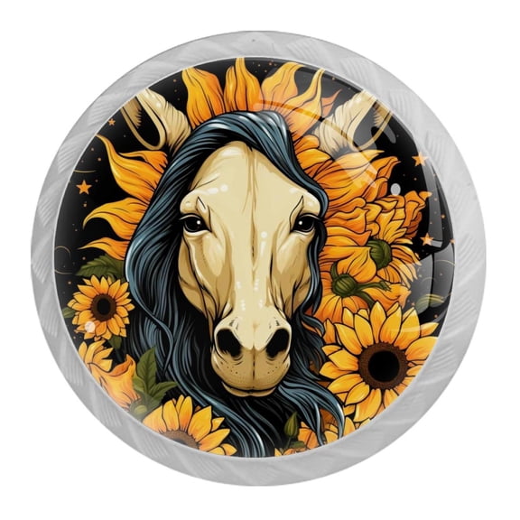 HemaKayy 4 Pack 1.37" Decorative Cabinet Knobs - Elegant ABS Glass Handles for Home Furniture Decor - Dresser Drawer Door Pulls - Perfect for Kitchen Bedroom - Mysteriou Unicorn