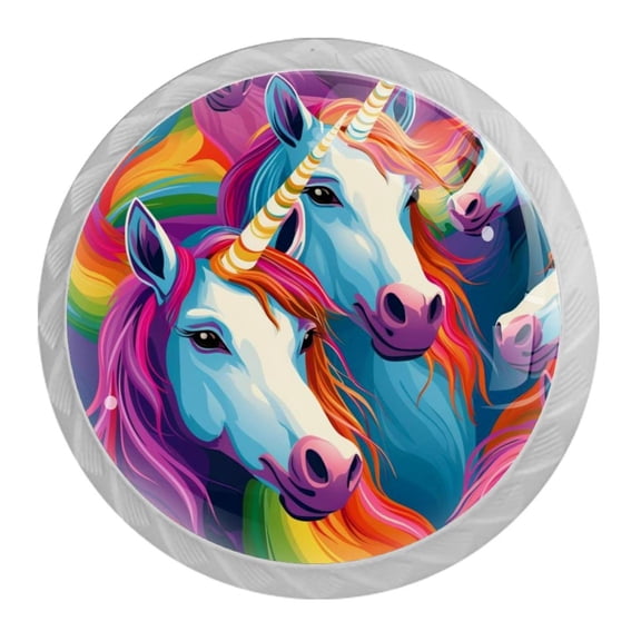 HemaKayy 4 Pack 1.37" Decorative Cabinet Knobs - Elegant ABS Glass Handles for Home Furniture Decor - Dresser Drawer Door Pulls - Perfect for Kitchen Bedroom - Mysteriou Unicorn