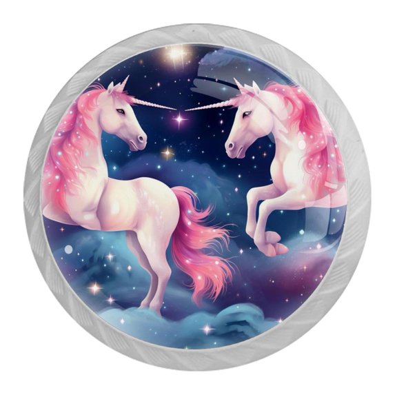 HemaKayy 4 Pack 1.37" Decorative Cabinet Knobs - Elegant ABS Glass Handles for Home Furniture Decor - Dresser Drawer Door Pulls - Perfect for Kitchen Bedroom - Mysteriou Unicorn