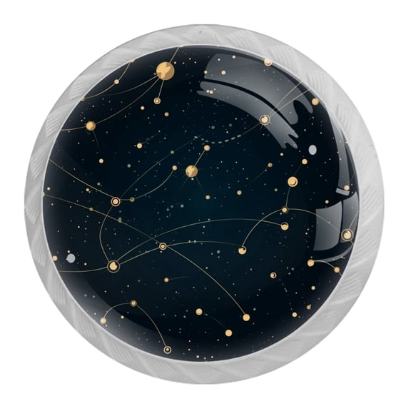 HemaKayy 4 Pack 1.37" Decorative Cabinet Knobs - Elegant ABS Glass Handles for Home Furniture Decor - Dresser Drawer Door Pulls - Perfect for Kitchen Bedroom - Virgo Constellation