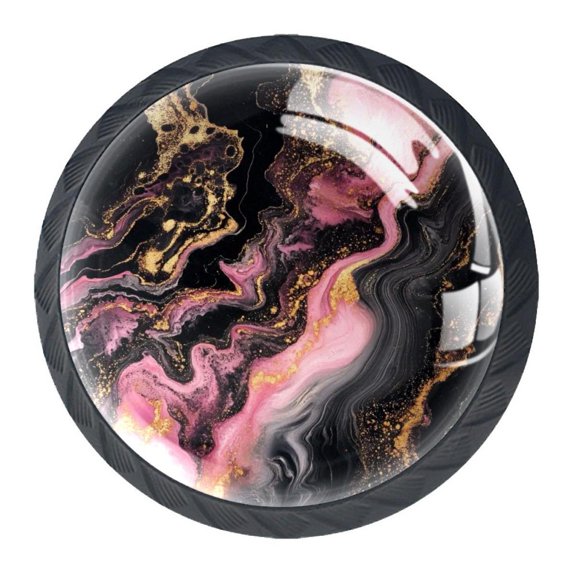 HemaKayy 4 Pack 1.37" Decorative Cabinet Knobs - Elegant, Premium ABS & Glass, Stylish & Durable for Kitchen, Bedroom, Home Decor - Unique Marble Texture