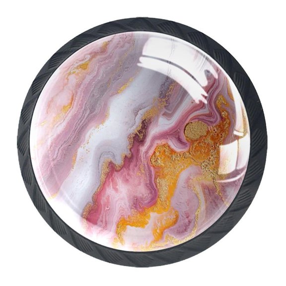 HemaKayy 4 Pack 1.37" Decorative Cabinet Knobs - Elegant, Premium ABS & Glass, Stylish & Durable for Kitchen, Bedroom, Home Decor - Unique Marble Texture