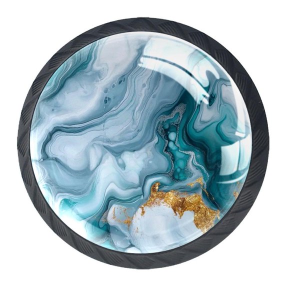 HemaKayy 4 Pack 1.37" Decorative Cabinet Knobs - Elegant, Premium ABS & Glass, Stylish & Durable for Kitchen, Bedroom, Home Decor - Unique Marble Texture