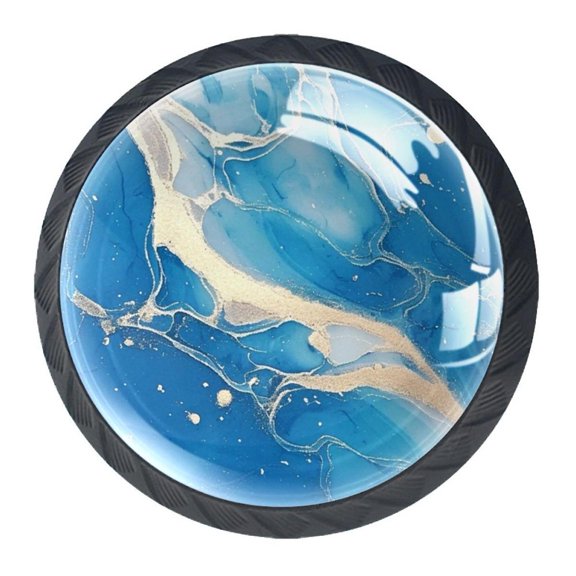HemaKayy 4 Pack 1.37" Decorative Cabinet Knobs - Elegant, Premium ABS & Glass, Stylish & Durable for Kitchen, Bedroom, Home Decor - Unique Marble Texture