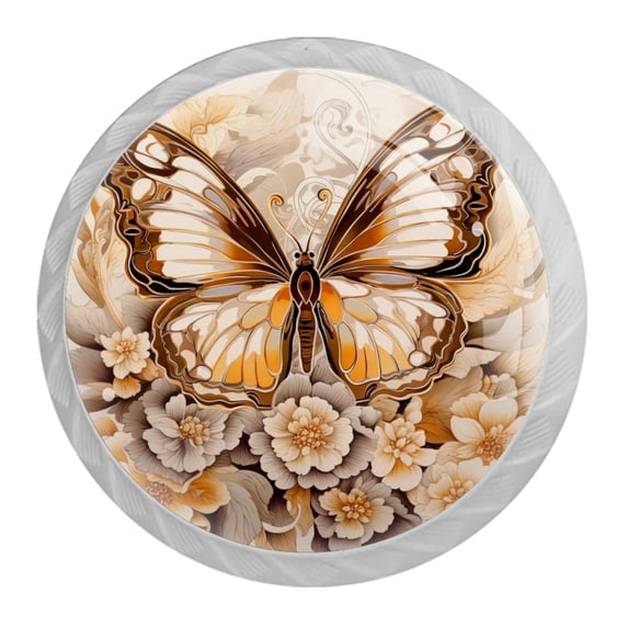 HemaKayy 4 Pack 1.37" Decorative Cabinet Knobs - Premium ABS Cabochon Glass Drawer Closet Pulls | Durable & Stylish Home Kitchen Furniture Decor | Butterfly