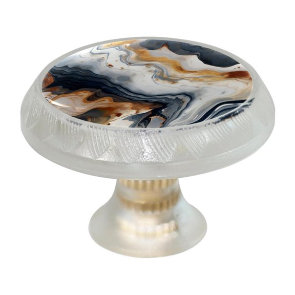 HemaKayy 4 Pack 1.37" Decorative Cabinet Knobs - Themed ABS Glass Drawer Handle, Durable & Rust-Resistant, Perfect for Kitchen, Bathroom, and Home Decor - Unique Marble Texture