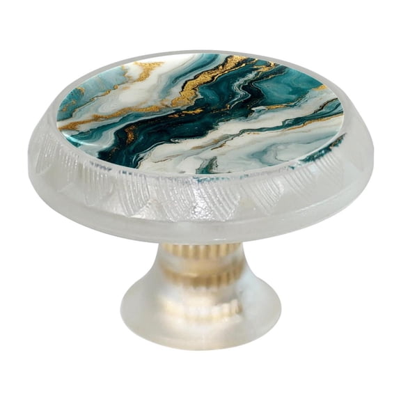 HemaKayy 4 Pack 1.37" Decorative Cabinet Knobs - Themed ABS Glass Drawer Handle, Durable & Rust-Resistant, Perfect for Kitchen, Bathroom, and Home Decor - Unique Marble Texture