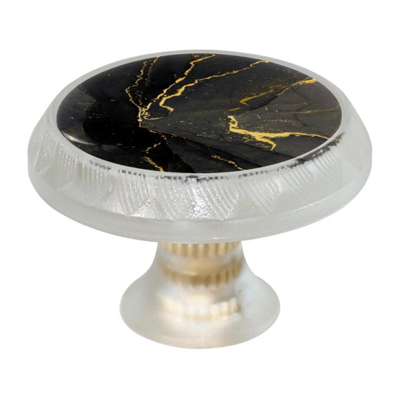 HemaKayy 4 Pack 1.37" Decorative Cabinet Knobs - Themed ABS Glass Drawer Handle, Durable & Rust-Resistant, Perfect for Kitchen, Bathroom, and Home Decor - Unique Marble Texture