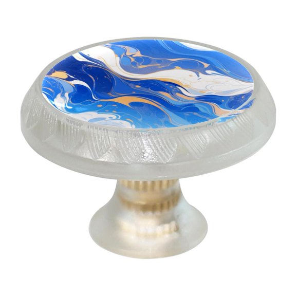 HemaKayy 4 Pack 1.37" Decorative Cabinet Knobs - Themed ABS Glass Drawer Handle, Durable & Rust-Resistant, Perfect for Kitchen, Bathroom, and Home Decor - Unique Marble Texture