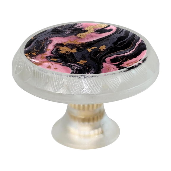 HemaKayy 4 Pack 1.37" Decorative Cabinet Knobs - Themed ABS Glass Drawer Handle, Durable & Rust-Resistant, Perfect for Kitchen, Bathroom, and Home Decor - Unique Marble Texture