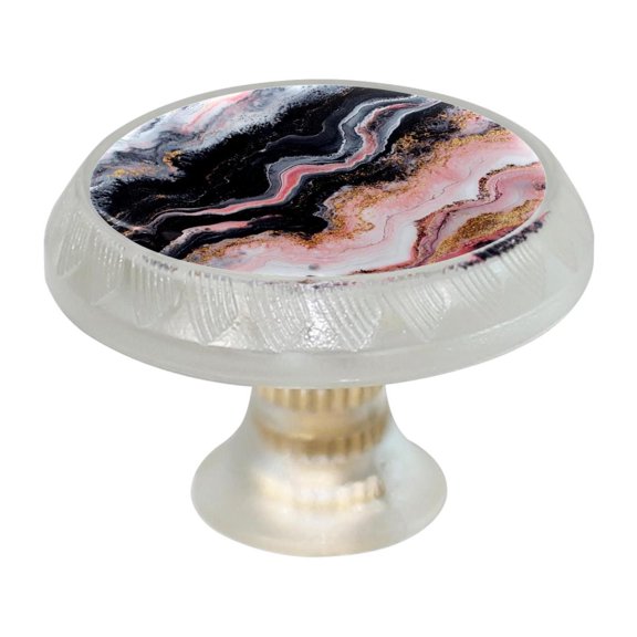 HemaKayy 4 Pack 1.37" Decorative Cabinet Knobs - Themed ABS Glass Drawer Handle, Durable & Rust-Resistant, Perfect for Kitchen, Bathroom, and Home Decor - Unique Marble Texture