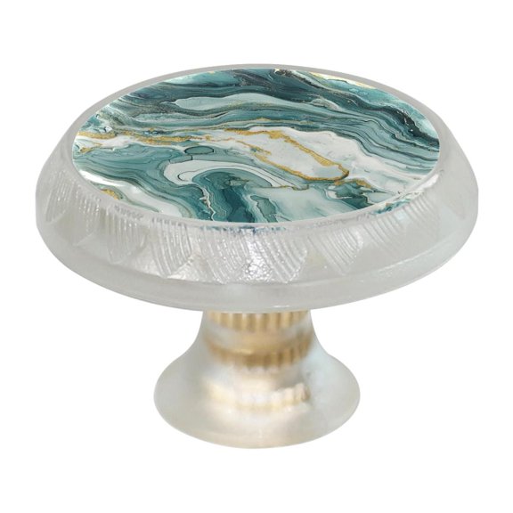 HemaKayy 4 Pack 1.37" Decorative Cabinet Knobs - Themed ABS Glass Drawer Handle, Durable & Rust-Resistant, Perfect for Kitchen, Bathroom, and Home Decor - Unique Marble Texture