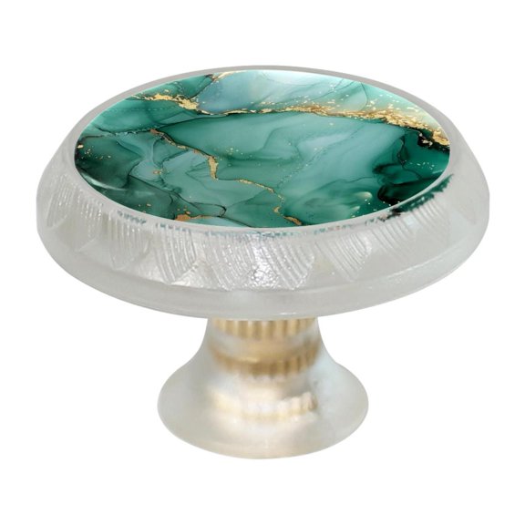 HemaKayy 4 Pack 1.37" Decorative Cabinet Knobs - Themed ABS Glass Drawer Handle, Durable & Rust-Resistant, Perfect for Kitchen, Bathroom, and Home Decor - Unique Marble Texture