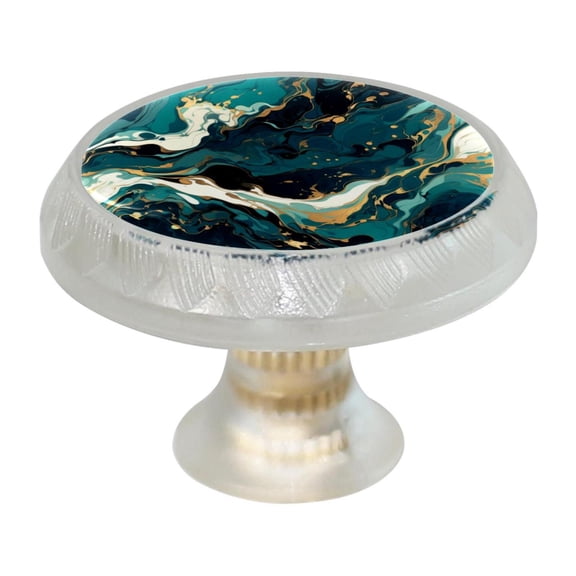 HemaKayy 4 Pack 1.37" Decorative Cabinet Knobs - Themed ABS Glass Drawer Handle, Durable & Rust-Resistant, Perfect for Kitchen, Bathroom, and Home Decor - Unique Marble Texture