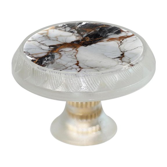 HemaKayy 4 Pack 1.37" Decorative Cabinet Knobs - Themed ABS Glass Drawer Handle, Durable & Rust-Resistant, Perfect for Kitchen, Bathroom, and Home Decor - Unique Marble Texture