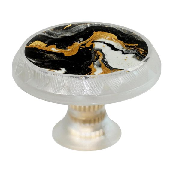 HemaKayy 4 Pack 1.37" Decorative Cabinet Knobs - Themed ABS Glass Drawer Handle, Durable & Rust-Resistant, Perfect for Kitchen, Bathroom, and Home Decor - Unique Marble Texture