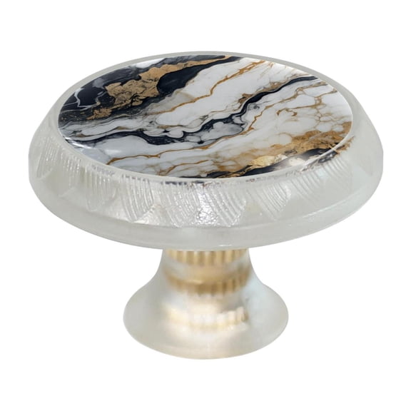 HemaKayy 4 Pack 1.37" Decorative Cabinet Knobs - Themed ABS Glass Drawer Handle, Durable & Rust-Resistant, Perfect for Kitchen, Bathroom, and Home Decor - Unique Marble Texture