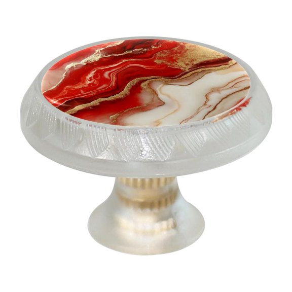 HemaKayy 4 Pack 1.37" Decorative Cabinet Knobs - Themed ABS Glass Drawer Handle, Durable & Rust-Resistant, Perfect for Kitchen, Bathroom, and Home Decor - Unique Marble Texture