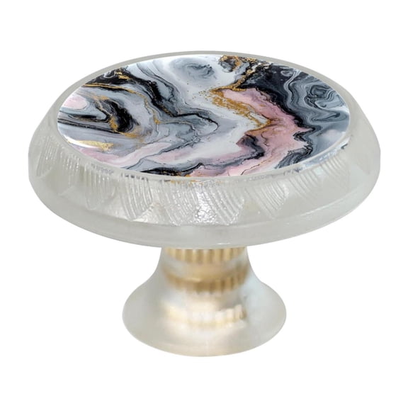 HemaKayy 4 Pack 1.37" Decorative Cabinet Knobs - Themed ABS Glass Drawer Handle, Durable & Rust-Resistant, Perfect for Kitchen, Bathroom, and Home Decor - Unique Marble Texture