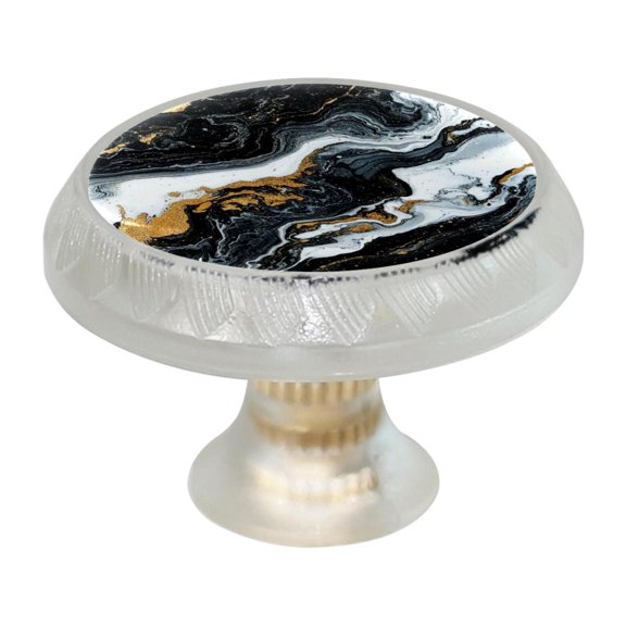 HemaKayy 4 Pack 1.37" Decorative Cabinet Knobs - Themed ABS Glass Drawer Handle, Durable & Rust-Resistant, Perfect for Kitchen, Bathroom, and Home Decor - Unique Marble Texture