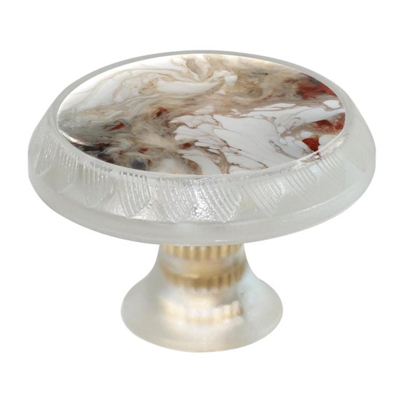 HemaKayy 4 Pack 1.37" Decorative Cabinet Knobs - Themed ABS Glass Drawer Handle, Durable & Rust-Resistant, Perfect for Kitchen, Bathroom, and Home Decor - Unique Marble Texture