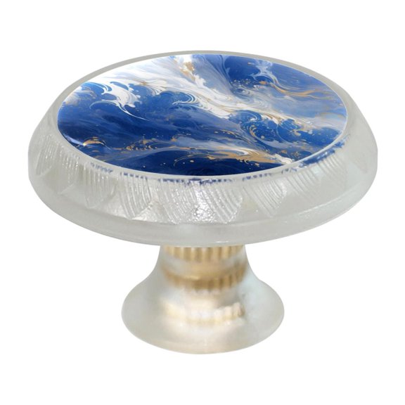 HemaKayy 4 Pack 1.37" Decorative Cabinet Knobs - Themed ABS Glass Drawer Handle, Durable & Rust-Resistant, Perfect for Kitchen, Bathroom, and Home Decor - Unique Marble Texture